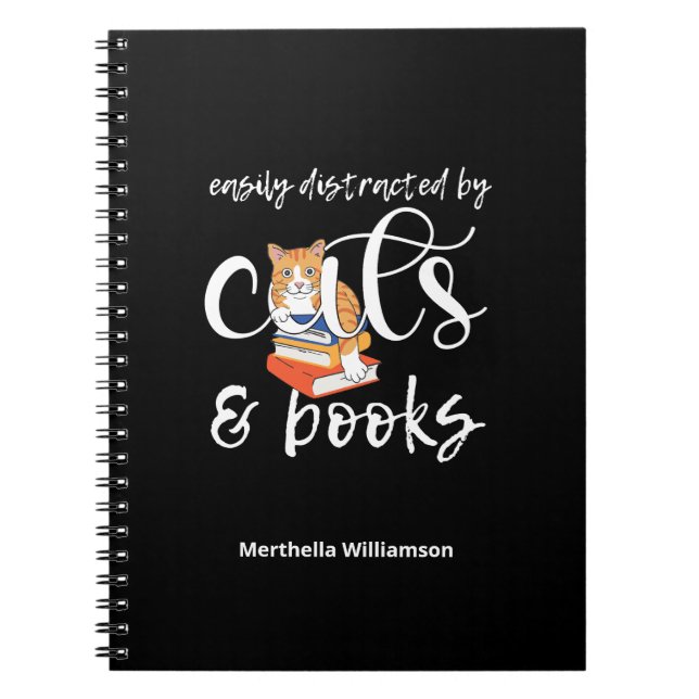 Custom EASILY DISTRACTED BY CATS AND BOOKS (Front)
