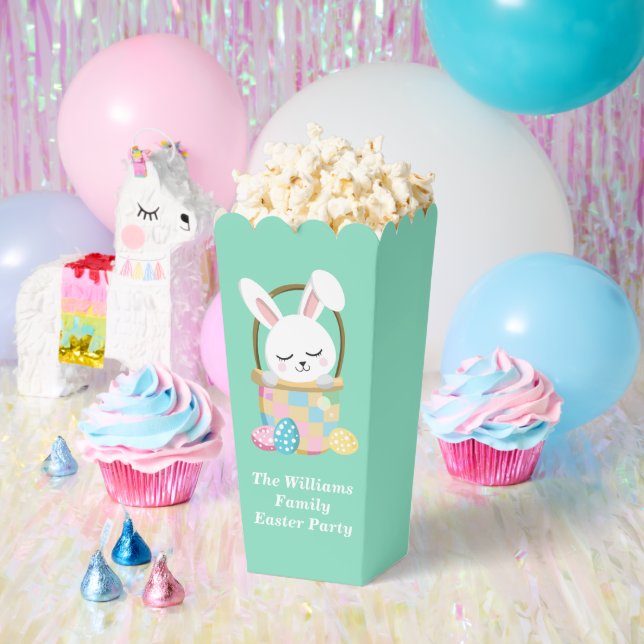 Custom Easter Bunny Pastel Green Party Popcorn Favour Box (Party)