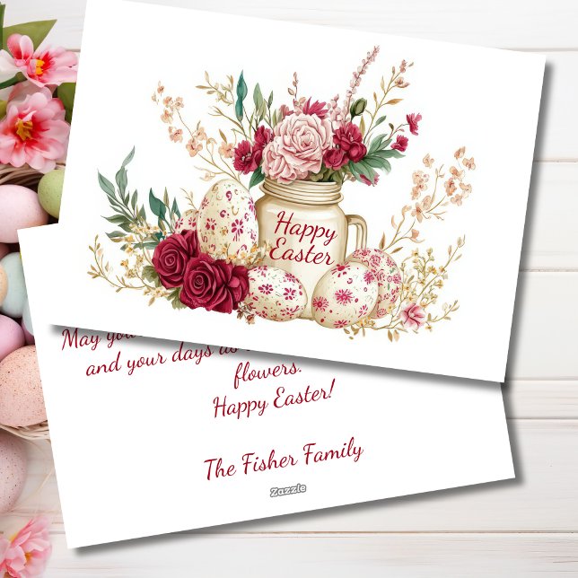 Custom Easter Card with Easter Eggs and Flowers (Creator Uploaded)