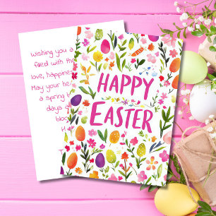 Custom Easter Card with Easter Eggs and Flowers