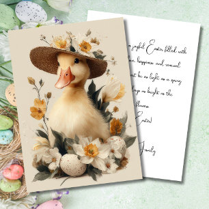 Custom Easter Card with Flowers and a Duckling