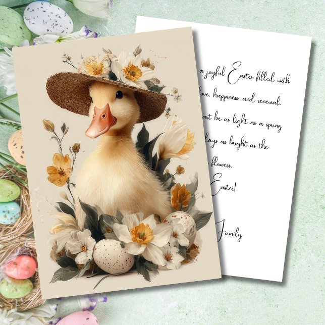 Custom Easter Card with Flowers and a Duckling (Creator Uploaded)