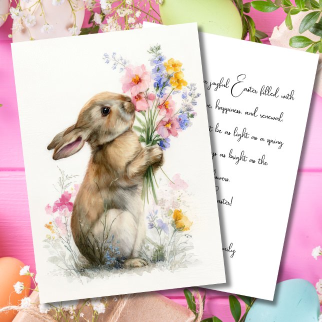 Custom Easter Card with Flowers and Easter Bunny (Creator Uploaded)