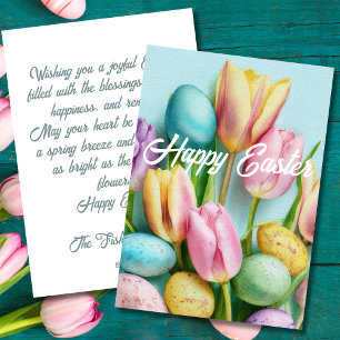 Custom Easter Card with Flowers and Easter Eggs