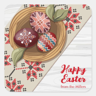 Custom Easter Egg Sticker with Family Name