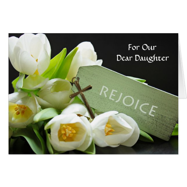 Custom Easter for Daughter White Tulips and Cross (Front Horizontal)
