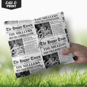 Custom Easter Gift Wrap, Newspaper Wrapping Paper