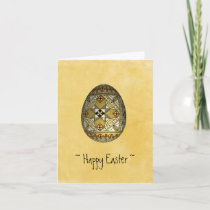 Custom Easter Gold Russian Painted Egg Card