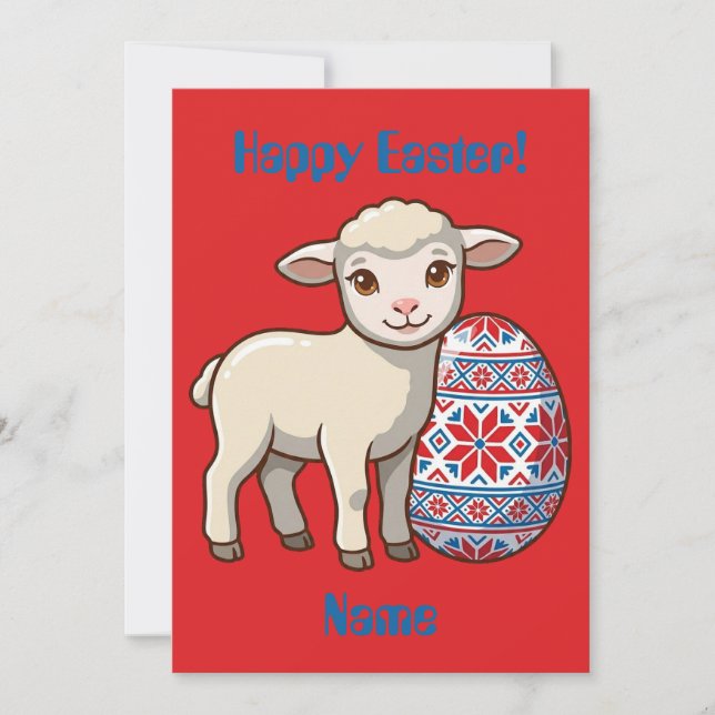 Custom Easter Lamb Card | Vinyl Glossy Art (Front)