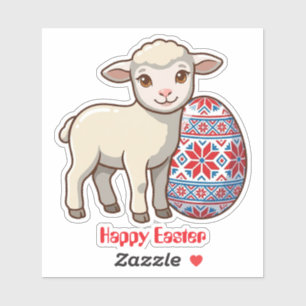 Custom Easter Lamb Vinyl Sticker   Personalized Na