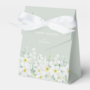 Custom Easter Message White Floral Border Favour Box