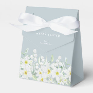 Custom Easter Message White Floral Border Favour Box