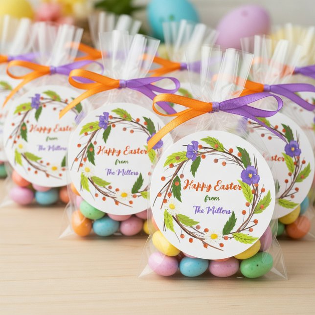 Custom Easter Wreath Sticker with Family Name (Creator Uploaded)