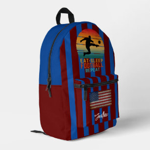 CUSTOM EAT SLEEP FOOTBALL REPEAT SPORTS PRINTED BACKPACK