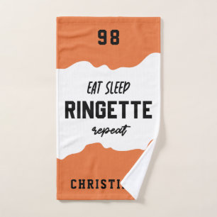 Custom Eat Sleep Ringette Repeat Ringette Player Hand Towel