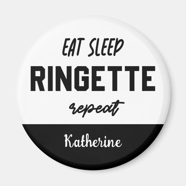 Custom Eat Sleep Ringette Repeat Ringette Player Magnet (Front)