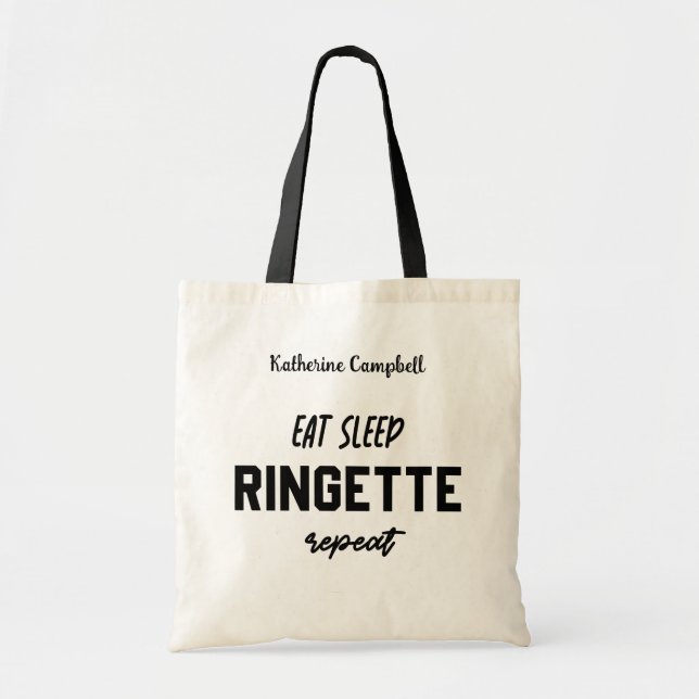 Custom Eat Sleep Ringette Repeat Ringette Player Tote Bag (Front)