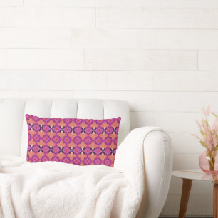 Custom Eclectic Purple and Pink Pattern Lumbar Cushion