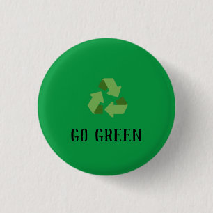 custom Eco-friendly go green logo  3 Cm Round Badge