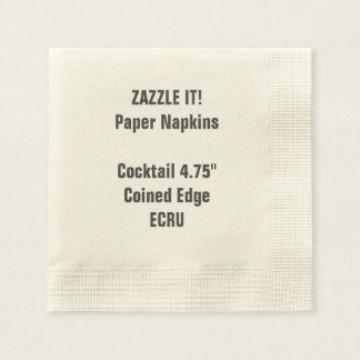 Custom ECRU Coined Cocktail Paper Napkins Blank