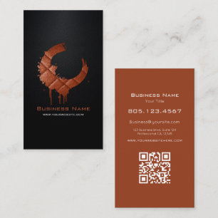 Custom Editable Black Carbon with Brown Leather Business Card