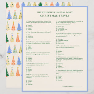 Custom Editable Christmas Trivia Game Tree Card