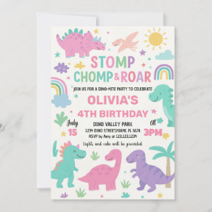 Custom Editable Dino Party Cards for Boys & Girls