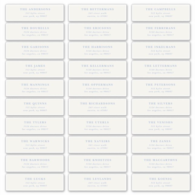 Custom Editable Individual Wedding Guest Address (Front)