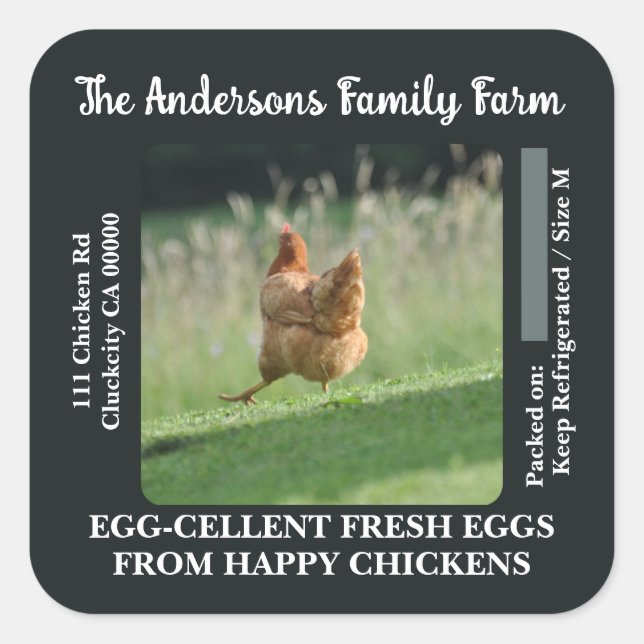 Custom Egg Carton Labels Chicken Photo Template  (Front)