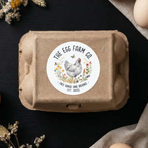 Custom Egg Farm Sticker Watercolor Chicken Logo