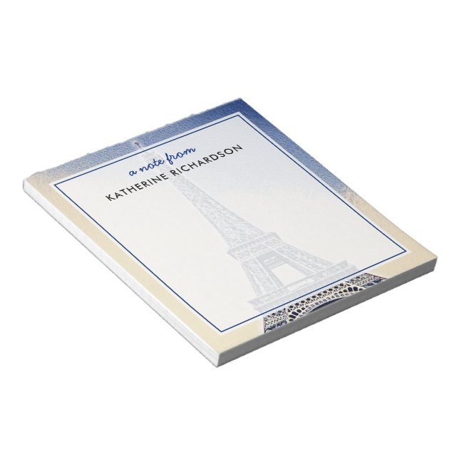 Custom Eiffel Tower Paris France Art Notepad (Angled)