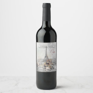 Custom Eiffel Tower Paris Wine Label Personalised