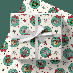 Custom Eight 8 Photo Christmas Wrapping Paper Mint