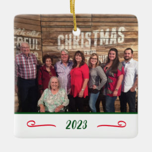 Custom Elegant 2 Photo 2-Sided Family Photo Ceramic Ornament