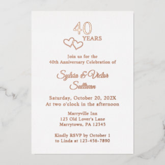 Custom Elegant 40th Wedding Anniversary Party Rose
