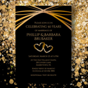 Custom Elegant 50th Anniversary Original Hearts Invitation