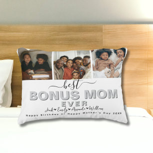 Custom Elegant Best Bonus Mum Ever Photo collage Decorative Cushion