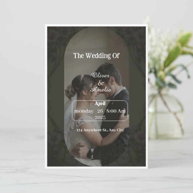 "Custom Elegant Black and Brown Wedding invitation (Standing Front)