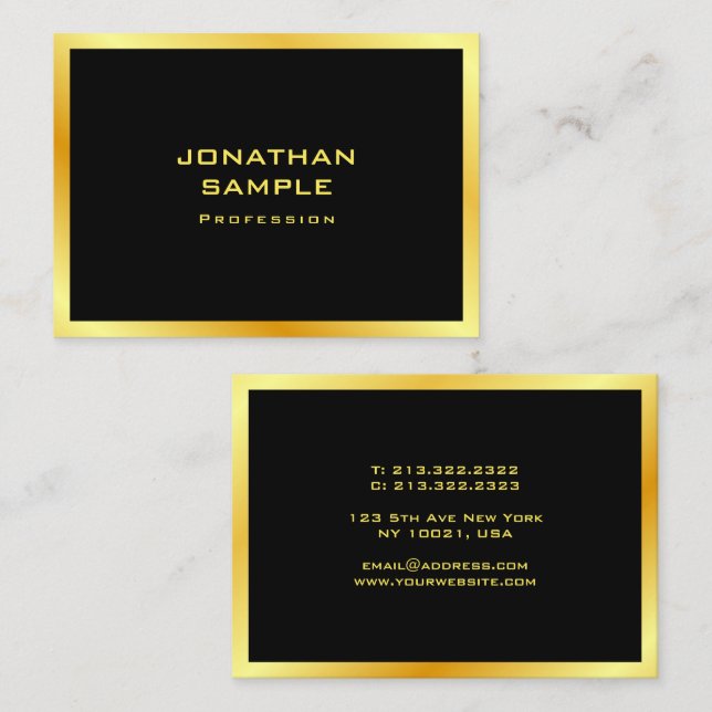 Custom Elegant Black And Gold Modern Template Business Card (Front/Back)