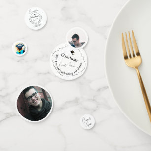 Custom Elegant Black and White Photo Graduation Confetti