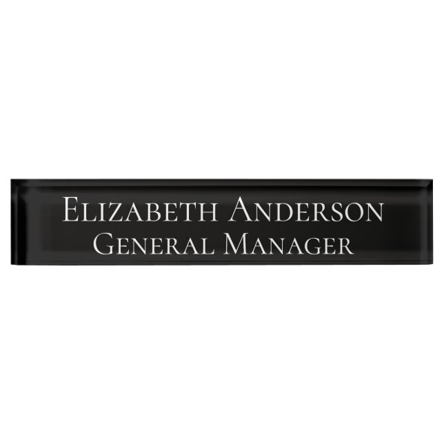 Custom Elegant Black Business Name Plate (Front)
