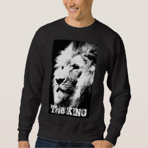 Custom Elegant Black White Pop Art Lion Head Men's Sweatshirt