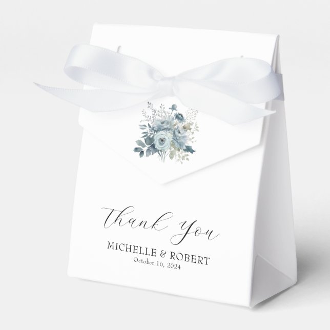 Custom Elegant Blue Floral Wedding  Favour Box (Front Side)