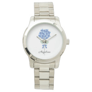 Custom Elegant Blue Flower Watch
