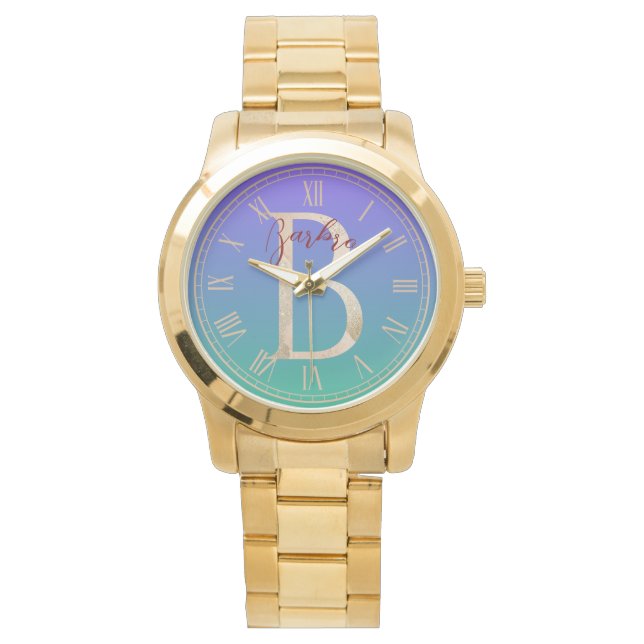 Custom Elegant blue green gradient background Watch (Front)
