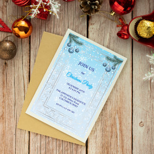 Custom Elegant Blue Luxury Christmas Invitation