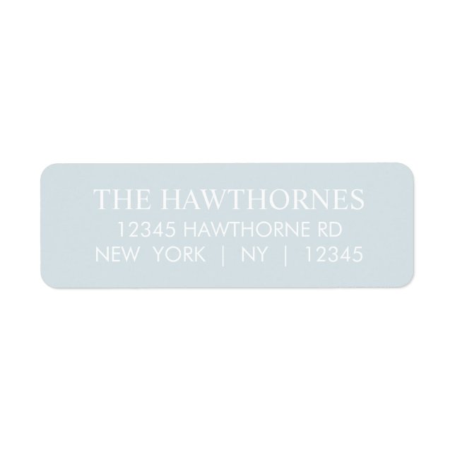 Custom Elegant Blue Minimalist Return Address Label (Front)