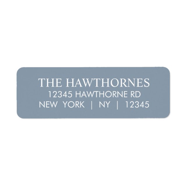 Custom Elegant Blue Minimalist Return Address Label (Front)