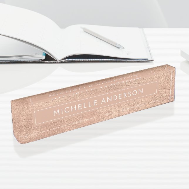 Custom Elegant Blush Pink Rose Gold Foil Nameplate (Creator Uploaded)