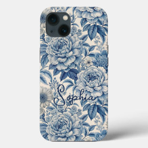 Custom Elegant Boho Chic Blue Blossom iPhone 13 Case